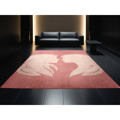 Tapis rose et rose moderne lavable à la machine Rhawnhurst Valentines