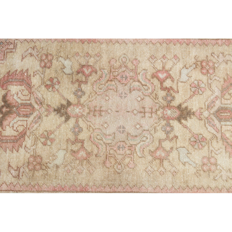 Vintage Turkish Oushak Small Wool Rug Ideal for Kitchen or Entryway Gift No. 2164