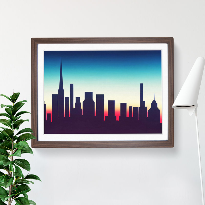 Splendid Skyscraper Skyline - Framed Print, 34cm H x 46cm W x 2cm D, Walnut