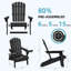 Ensemble de 4 chaises Adirondack noires en PEHD avec porte-gobelet et porte-téléphone (ensemble de 4)-1740091288