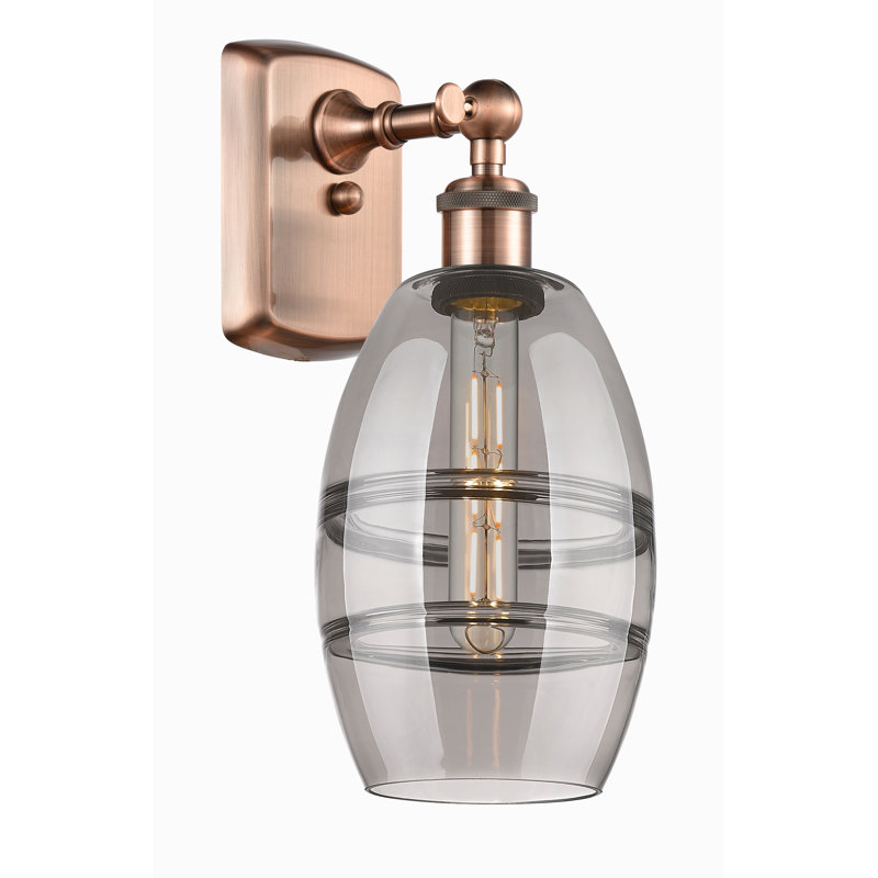 Bettylou Steel Armed Sconce, Antique Copper, 9.13" H x 5.88" W x 7.06" D, Light Smoke