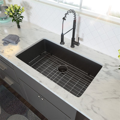 33" Gunmetal Black Kitchen Sink - 33"X 19"X 10" Undermount Singel Bowl Kitchen Basin 16 Gauge Stainless Steel With 10 Inch Deep