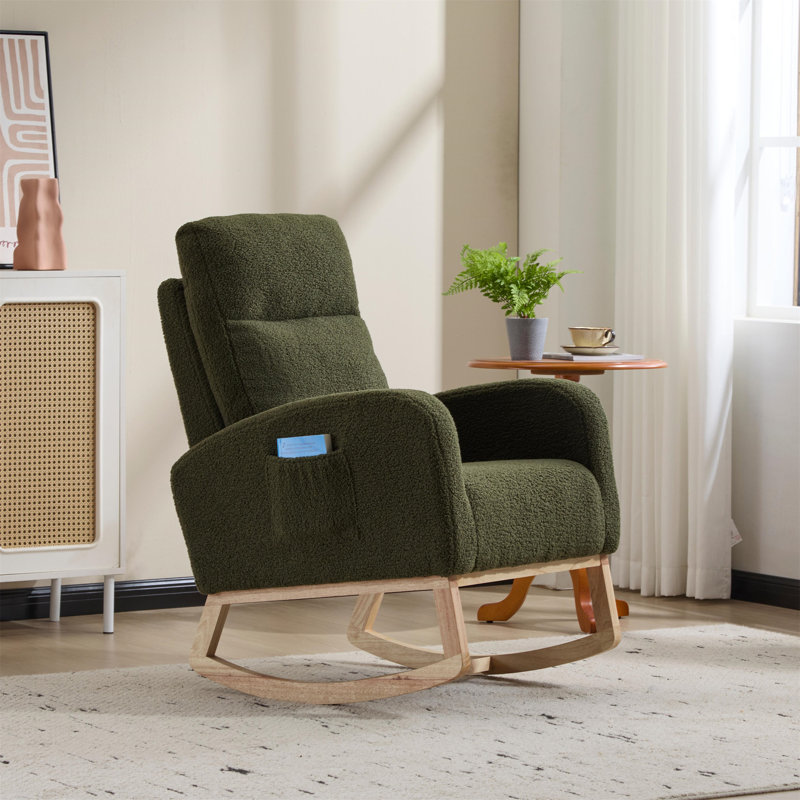 Chaise berçante moderne avec pieds en bois massif, Vert