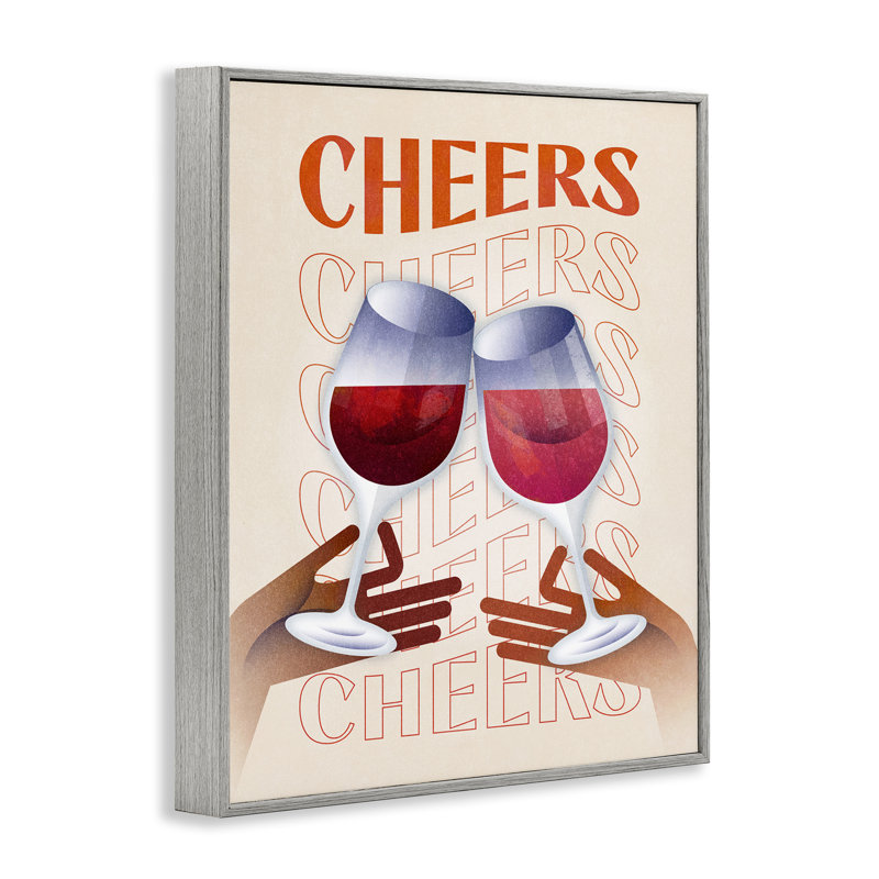 Cheers, verres à vin, estampe numérique par Victoria Barnes, Estampe numérique Farmhouse, H 14 po x l 11 po