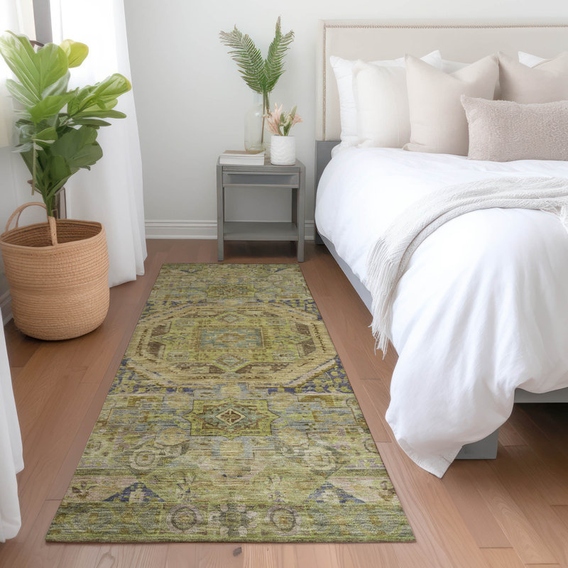 Machine Washable Indoor/Outdoor Xhevrie Aloe Rug, Runner 2'3" x 7'6"