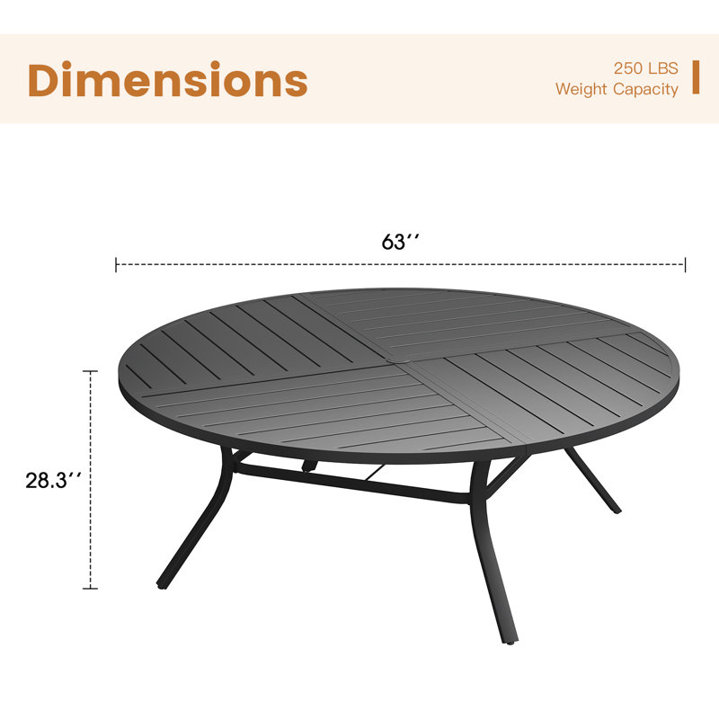 Table de salle à manger d'extérieur 63 ", Noir