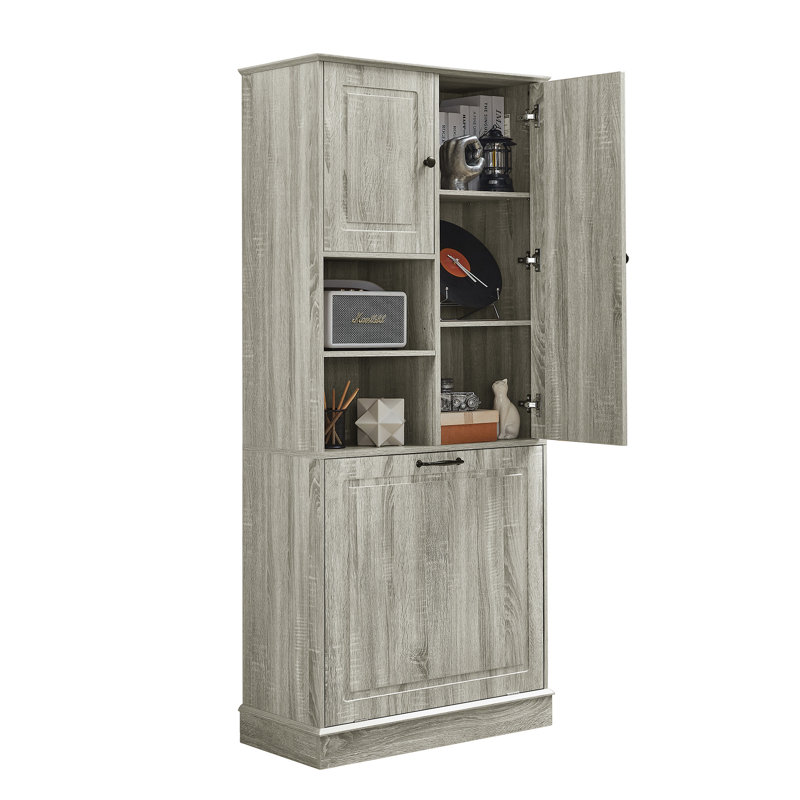 Grande armoire de rangement avec tablettes réglables, Chêne