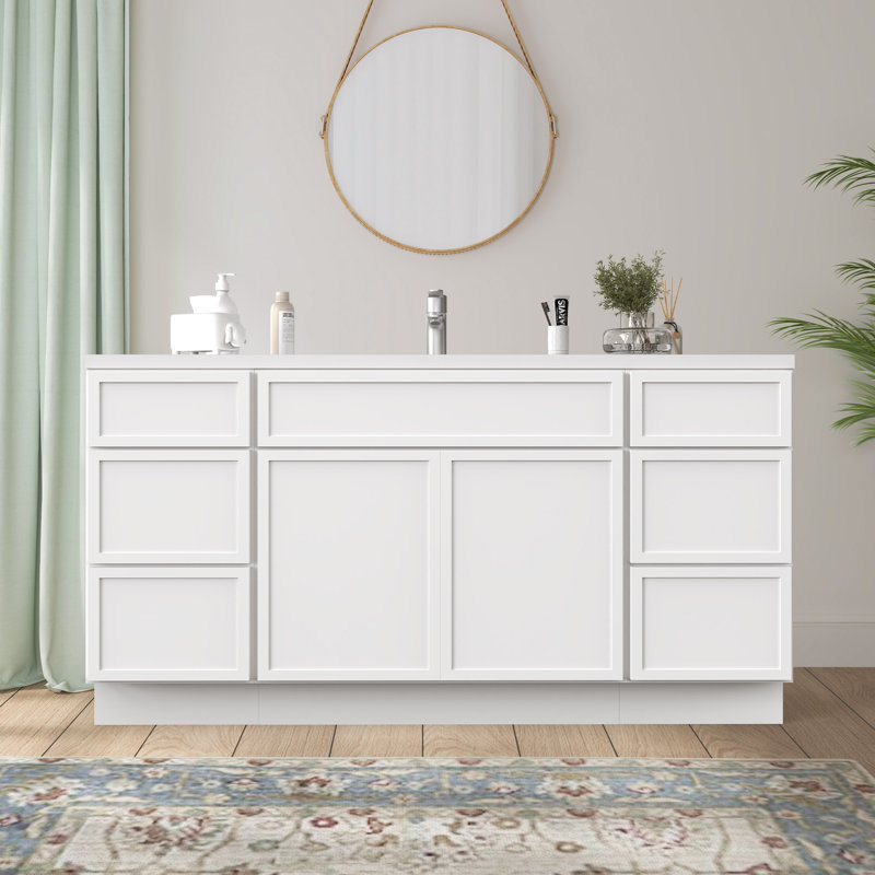 Base de meuble-lavabo simple 60 po seulement, Blanc
