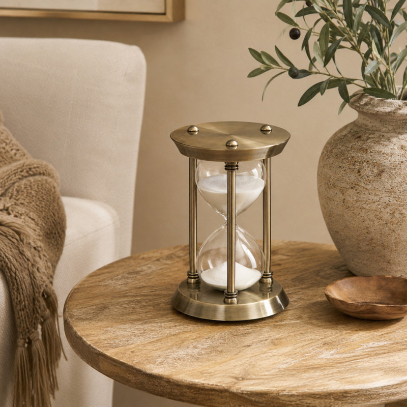 Hourglass, Brass, 8" H x 3" W x 56" D