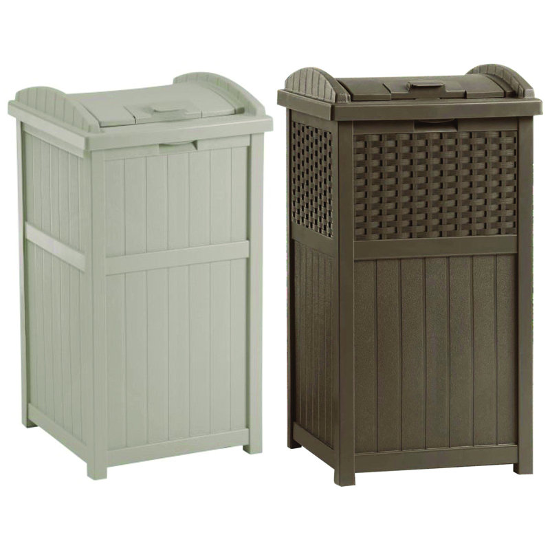 Poubelle d'extérieur Suncast Trash Hideaway, 33 Gallon, Beige/brun