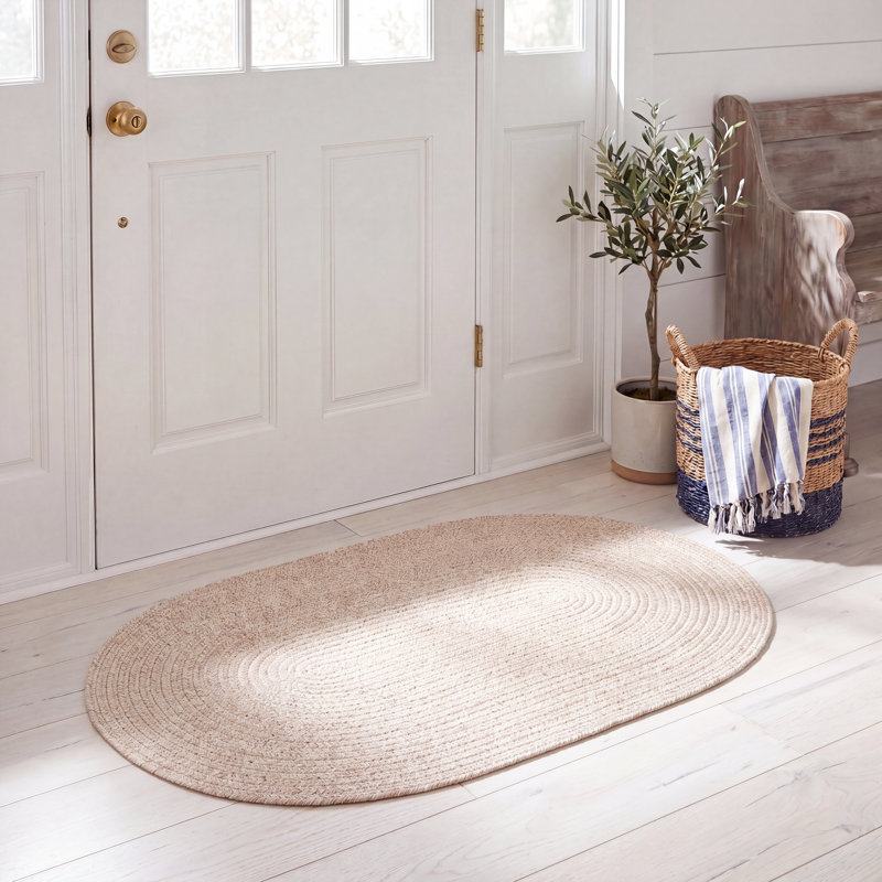 Tapis en laine tressée à la main, Ovale 3 pi x 5 pi