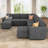 Caren Upholstered Sleeper Sectional Modular Sofa Bed With Ottoman-115354299
