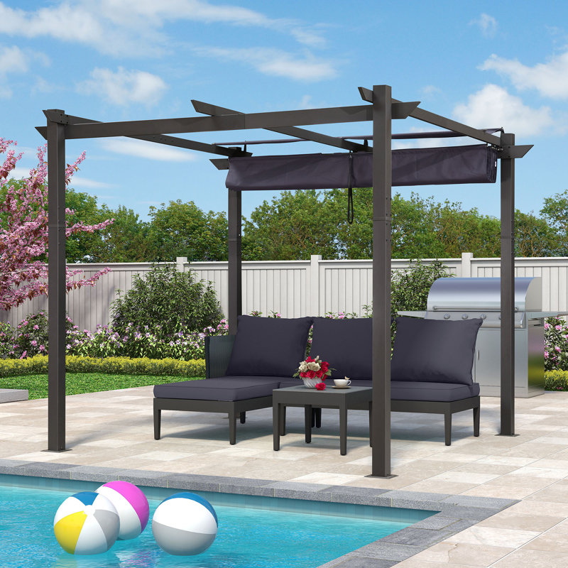 3m x 3m Aluminium Pergola, Navy Blue