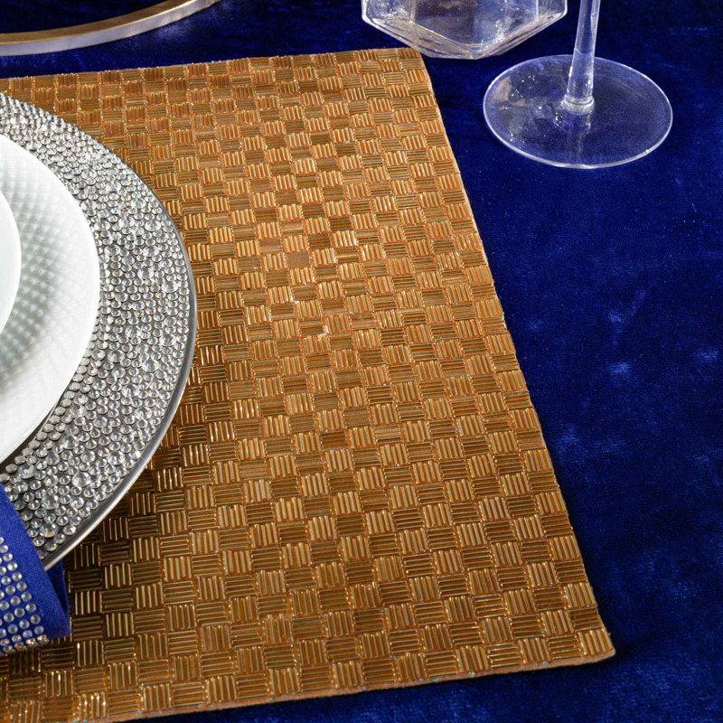Gilded Square Beaded Placemat, Gold