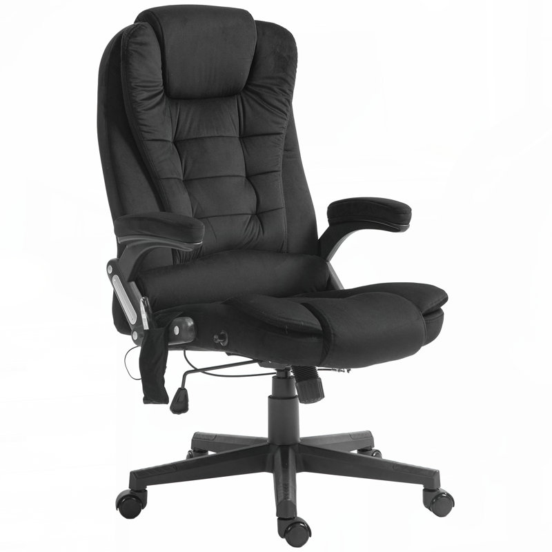 Chaise de bureau de massage vibrante à 6 points HOMcom, Noir