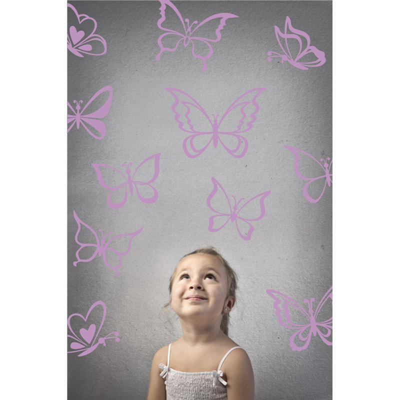 Adhésif décoratif papillon, H 55 po x l 58 po x P 0,01 po, Lilas