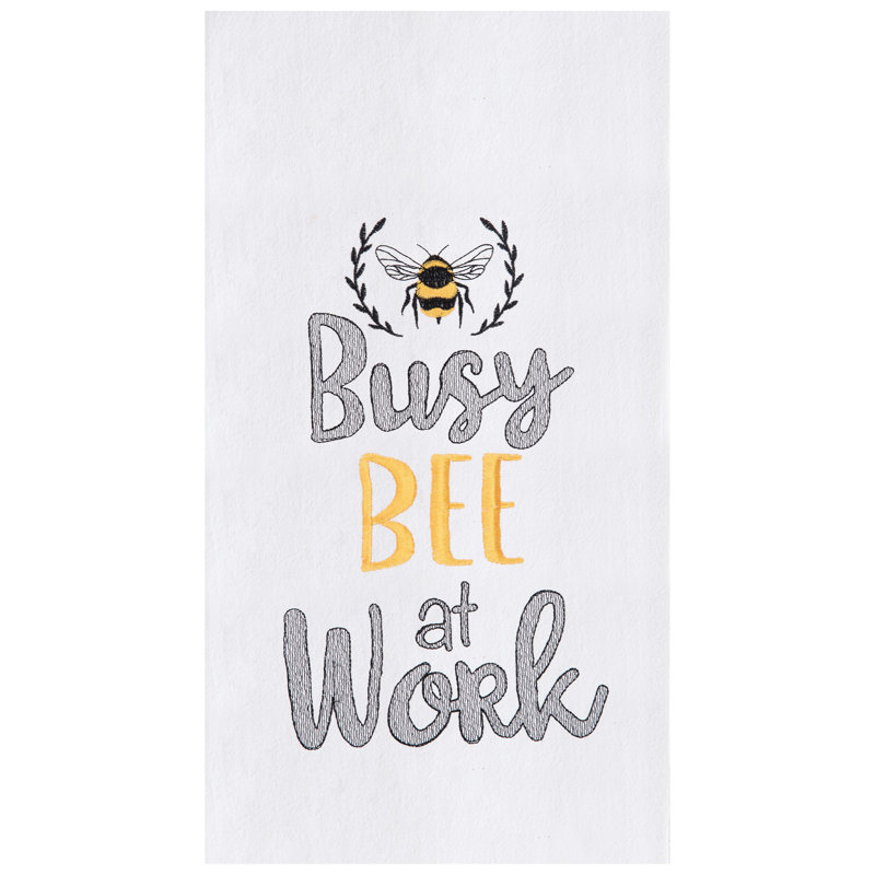 Serviette de cuisine 18 po x 27 po en coton brodé Busy Bee
