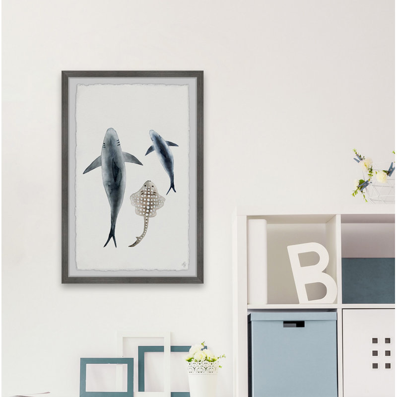 Chisholm 'Sharks and the Ray' Framed Print, 18" H x 12" W x 1.5" D
