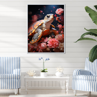 Tortue romantique sur toile