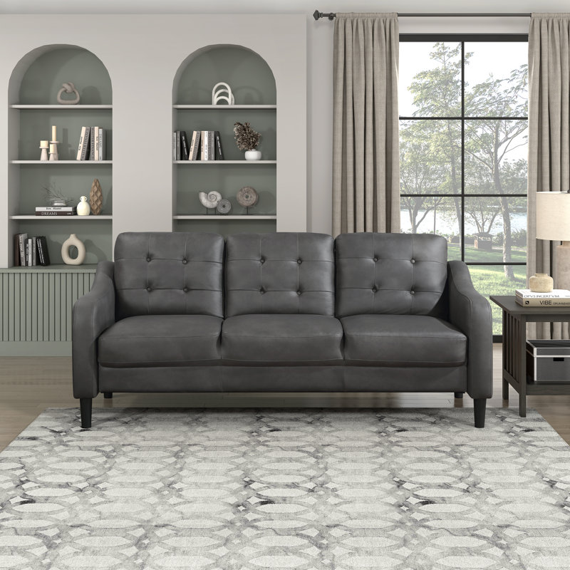Causeuse rembourrée Dajonna, Gris, H 34 po x l 77 po x P 32 po