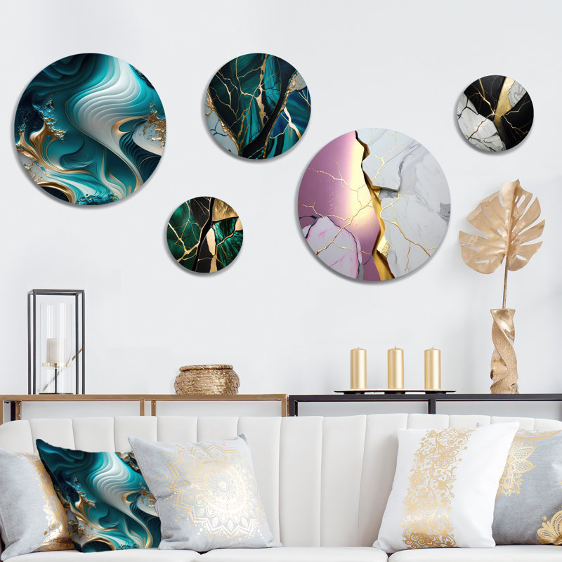 Abstract Geode Turquoise II - Abstract Marble Metal Wall Décor