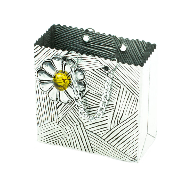 Winston Porter Handmade Charming Yellow Aluminum Repousse Decorative Box