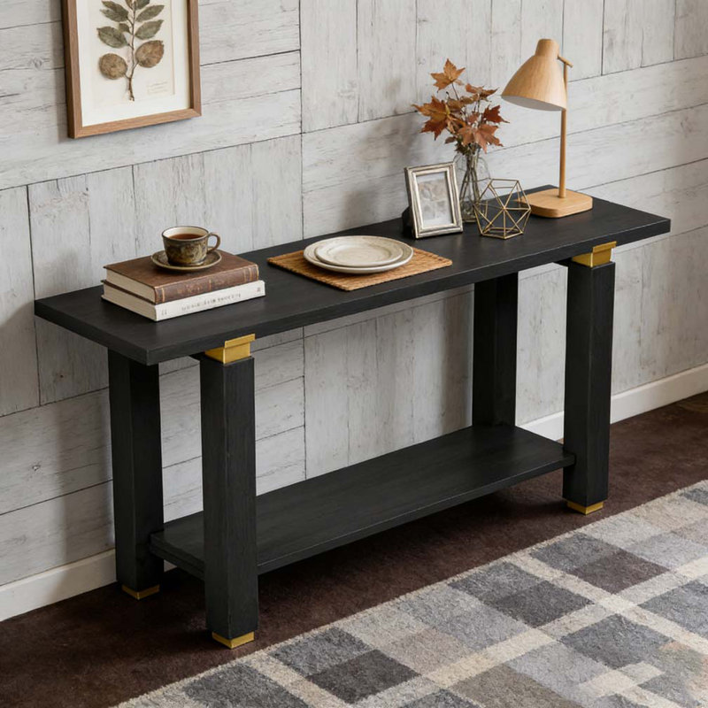 Latitude Run® 62.9" Modern Minimalist Console Table, Solid Wood ...