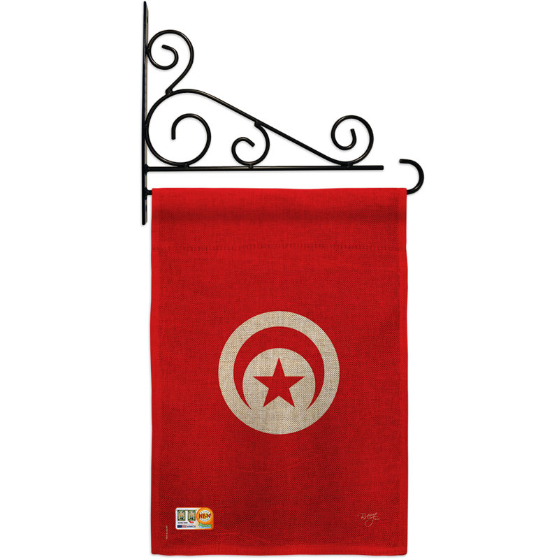 En toile jute à 2 côtés 19 x 13 po de tunisie drapeau de jardin