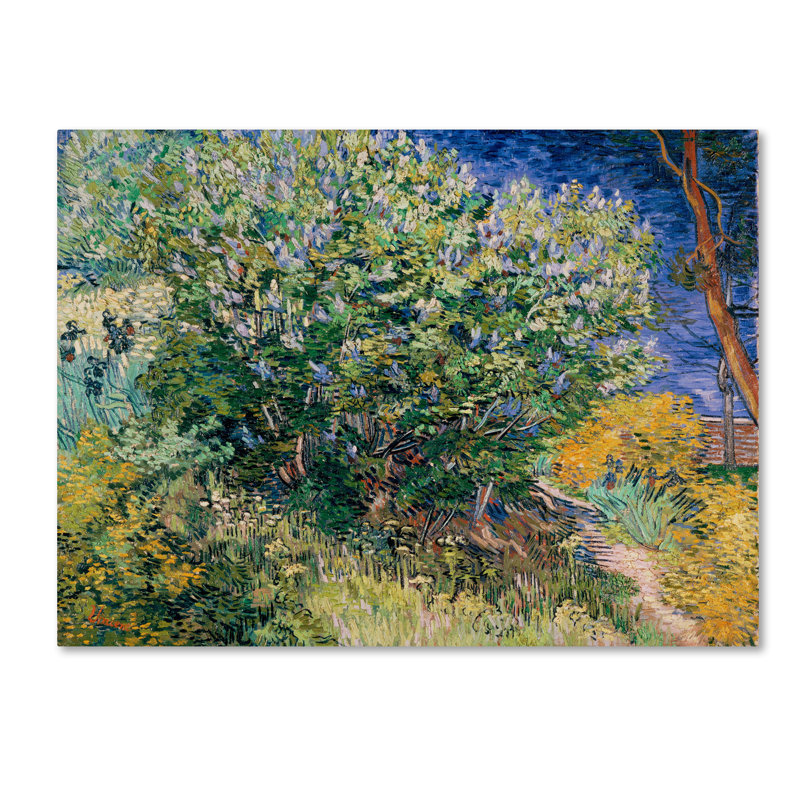 «Lilac Bush» par Vincent Van Gogh - reproduction d'art sur toile tendue, H 24 po x l 32 po