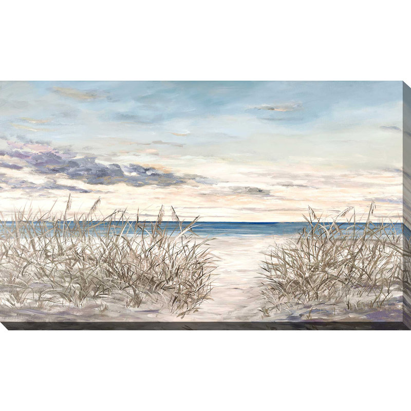 «Peaceful Beaches» par Julie Derice - Peinture, Toile tendue, H 28 po x l 48 po x P 1,5 po
