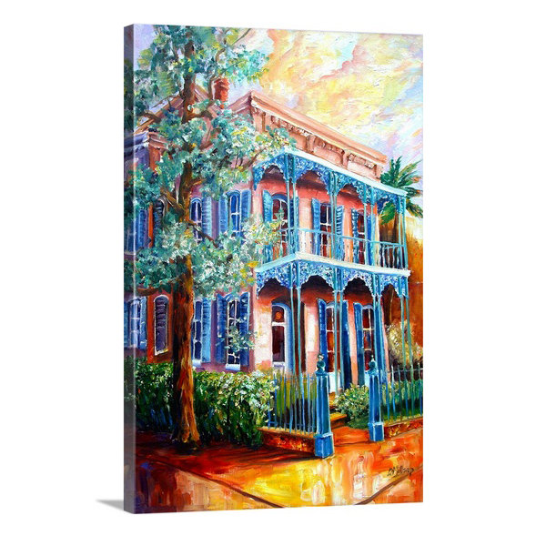 «New Orleans Garden District» par Bebe, reproduction d'art, H 26 po x l 20 po x P 1 po, Cadre blanc