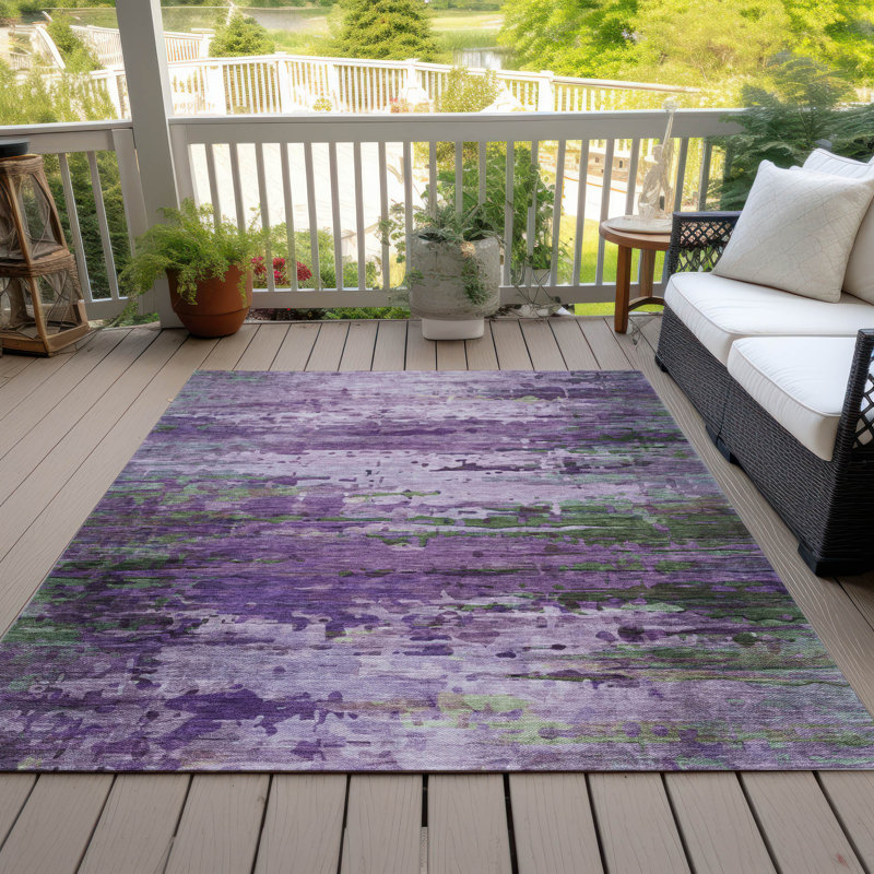 Machine Washable Indoor/Outdoor Xhevrie Purple Rug, Rectangle 8' x 10'