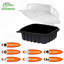  Contenant à charnière 18Oz à charnière noire 6 x 6 x 3 pouces avec couvercle transparent et contenant alimentaire jetable pour emporter, restaurants, préparation de repas, traiteur, livraison (160)