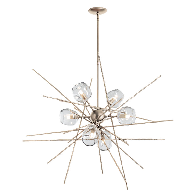 Griffin 6 - Light Chandelier, Clear, 56.6" H x 39.2" W x 38.8" D, Soft Gold
