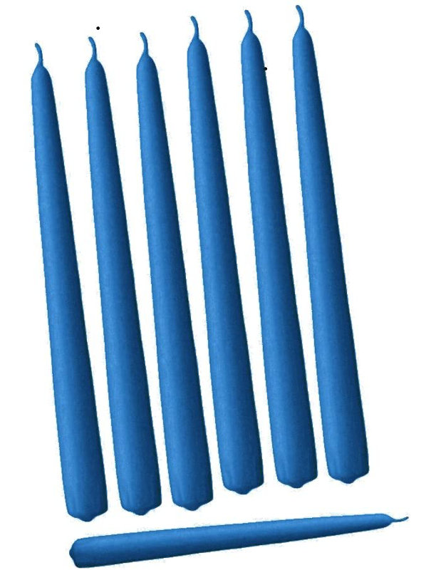 Unscented Taper Candle, 10" H x 0.875" W x 0.875" D, Medium  Blue