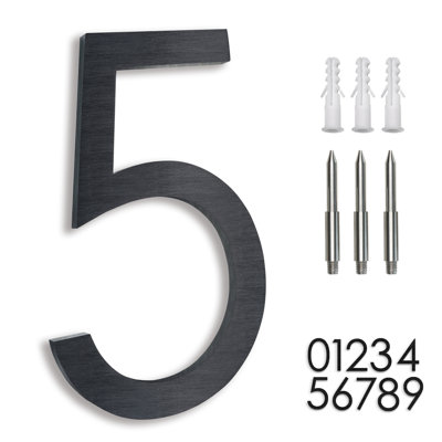 Numéro de maison 8 po en aluminium massif antirouille, flottant ou encastré