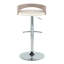 Tabouret de bar réglable en métal chromé, bois clair et similicuir avec repose-pieds arrondi en T - ensemble de 2-130389896