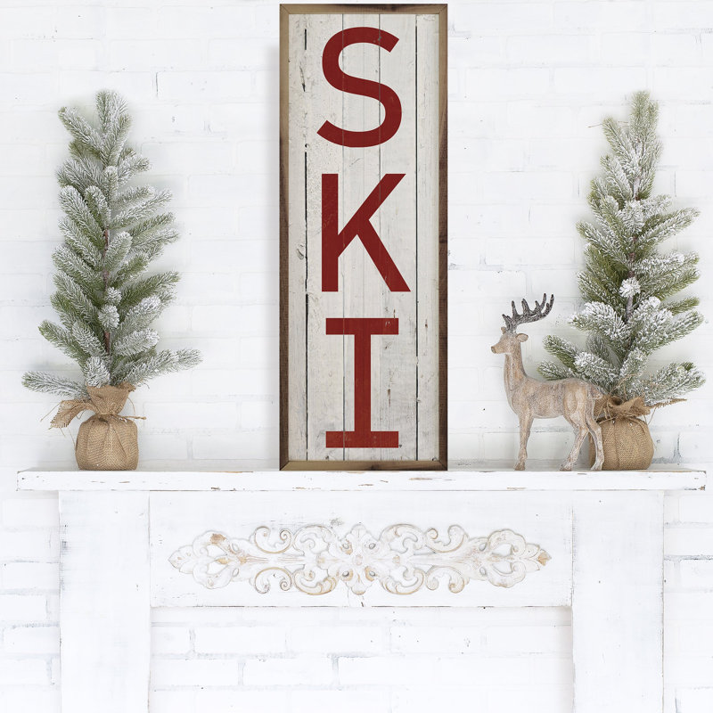 Ski Red Whitewash, 24" H x 8" W