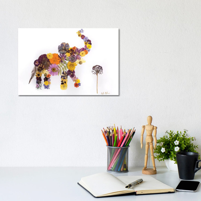 Elephant - Eli by Oxeye Floral Co - Wrapped Canvas Gallery-Wrapped Canvas Giclée, 20.32 cm H x 30.48 cm W