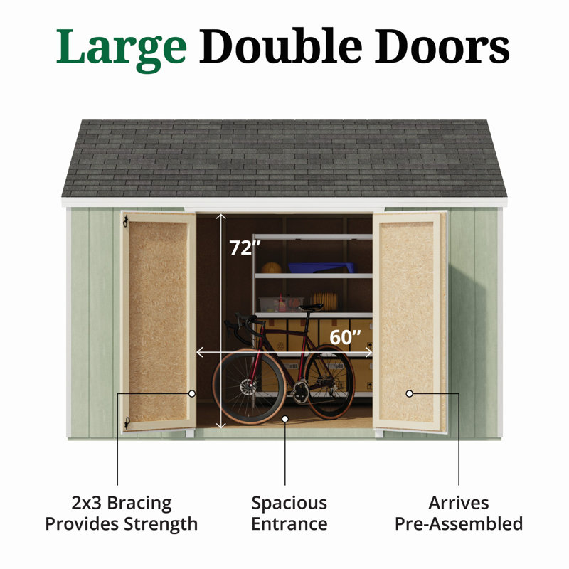 Value Gable Shed With Side Entry, 106.5'' H x 144'' W x 144'' D, No