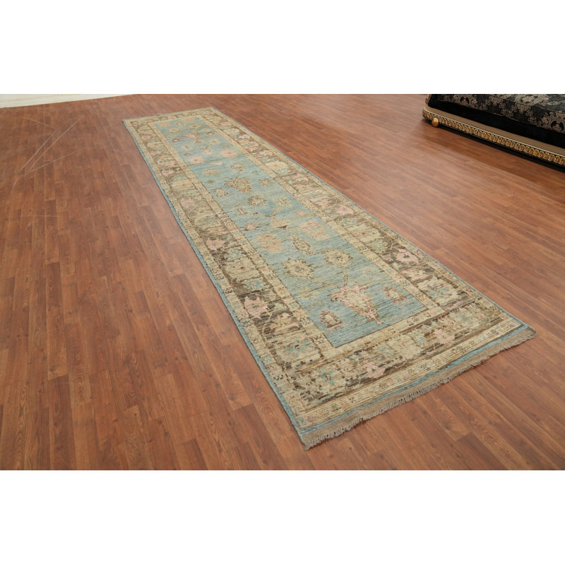 Tapis de couloir aqua bleu Oushak