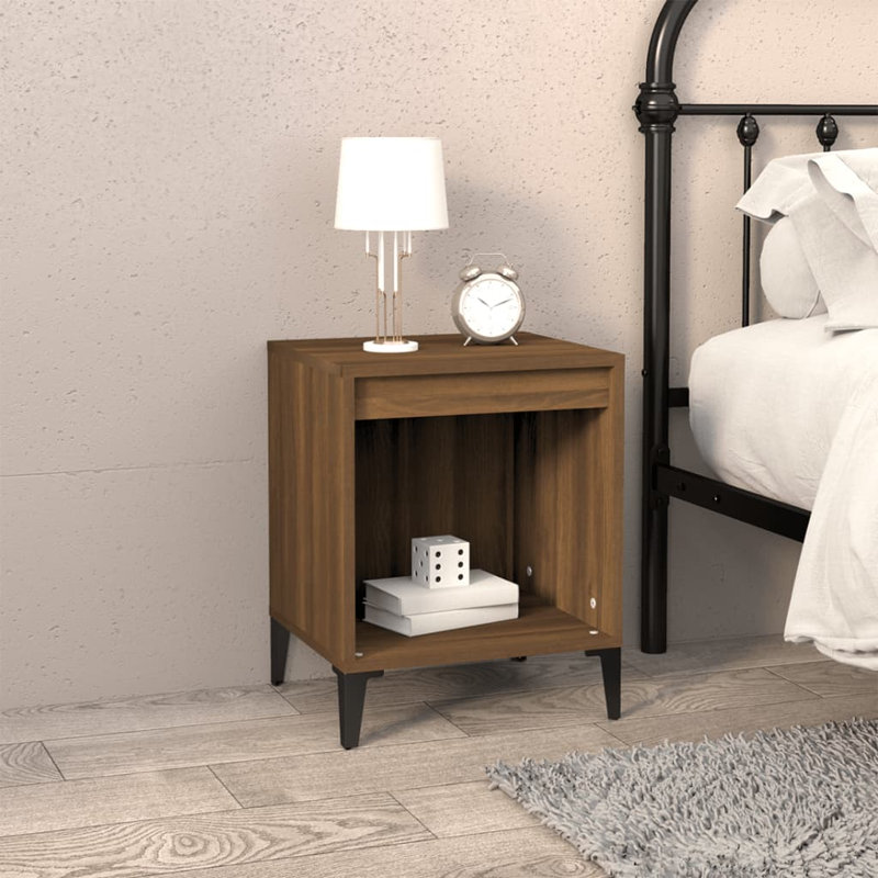 Jarik 40cm W Solid Wood Bedside Table, Grey, Set of 2