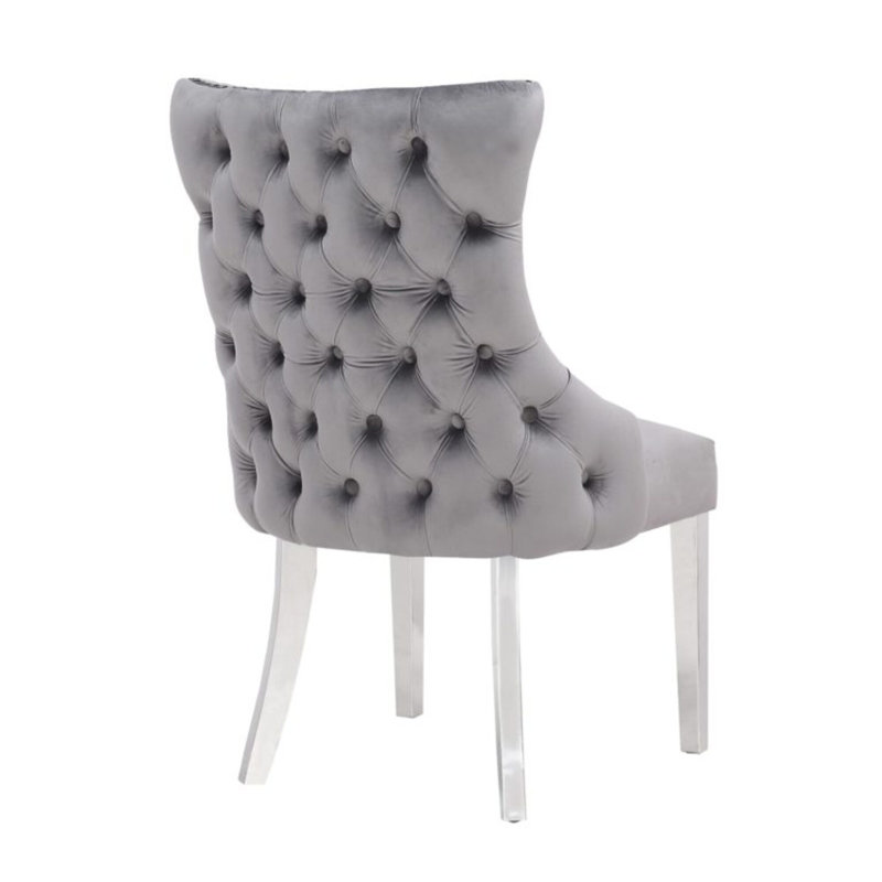 Chaise d'appoint en velours capitonné Hezekyah, gris
