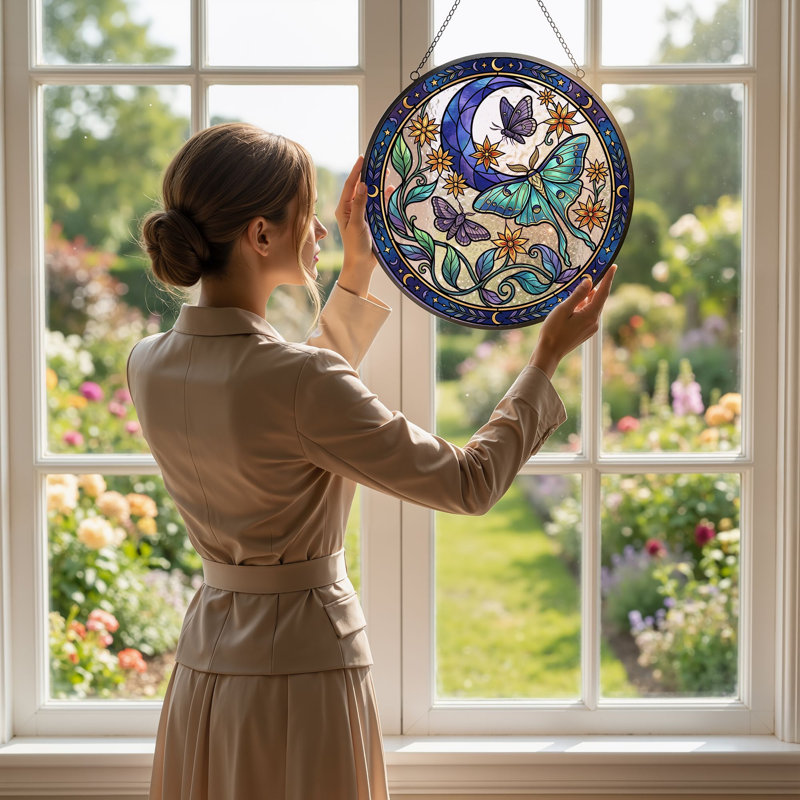 Panneau de vitrail en verre coloré, 7,8 heures, H 7,8 po