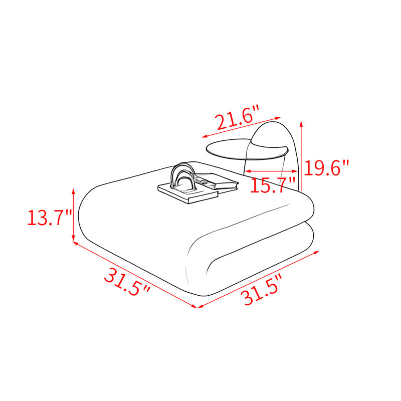Table basse Pittman, H 13,7 po x L 31,5 po x l 31,5 po, Blanc