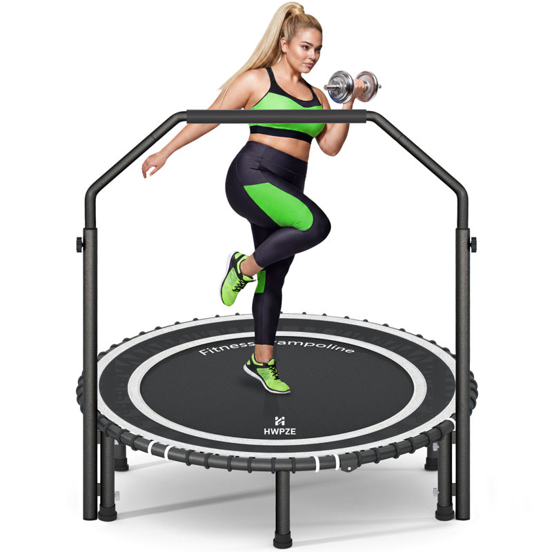 Trampoline pliable de 40 po Lumeavetra pour adultes avec élastiques, poignée en U réglable en mousse, pieds de soutien antidérapants, construction robuste et silencieuse, trampoline Rebondeur de charge maximale de 450 lb