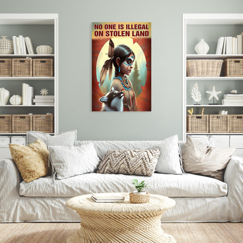 «No one is illégal sur une terre volée», rectangle de 1 pièce «No one is illégal sur une terre volée», reproduction d'art graphique sur toile tendue
