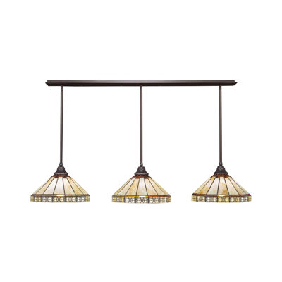 Luminaire suspendu linéaire sur pied 3 lumières 3 lumières avec miel de 15 po et verre brun Mission Art