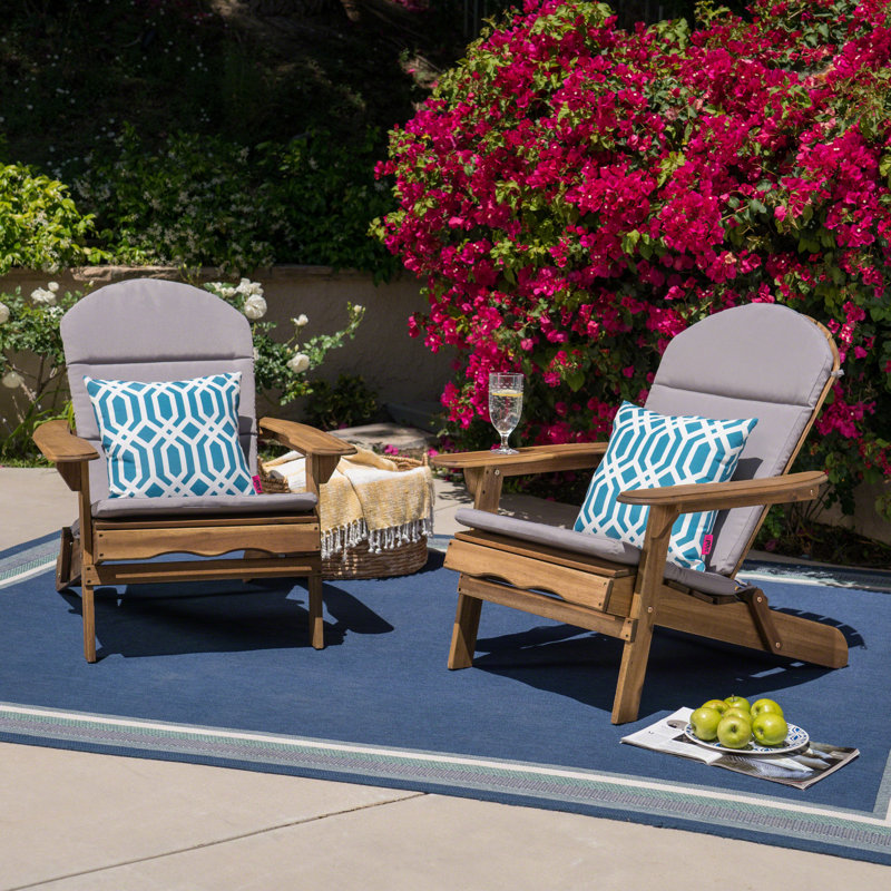 Chaise Adirondack pliante en bois massif Laffey, Gris naturel