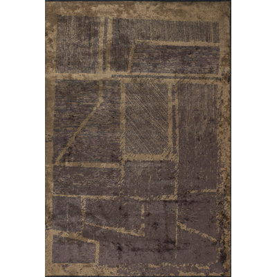 Brown Abstract Luxury Area Rug